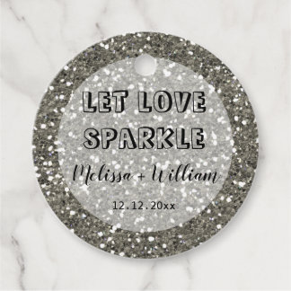 Sparkly Silver Glitter Let Love Sparkle Favour Tags