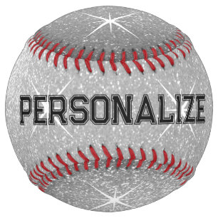 Sparkly silver glitter personalised softball gift