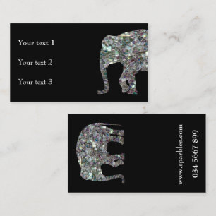 Sparkly silver mosaic glitter Elephant Business Card