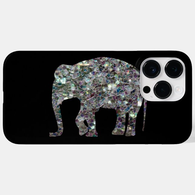 Sparkly silver mosaic glitter Elephant Case-Mate iPhone Case (Back (Horizontal))