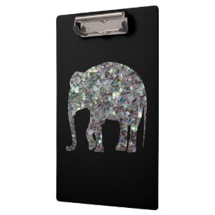 Sparkly silver mosaic glitter Elephant Clipboard