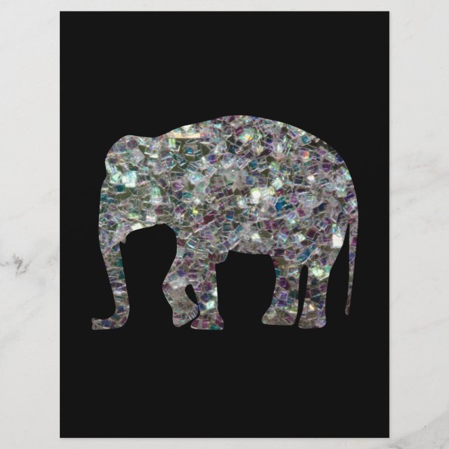 Sparkly silver mosaic glitter Elephant Flyer (Front)