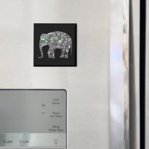 Sparkly silver mosaic glitter Elephant Magnet