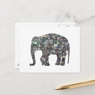 Sparkly silver mosaic glitter Elephant Postcard