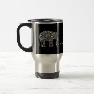 Sparkly silver mosaic glitter Elephant Travel Mug