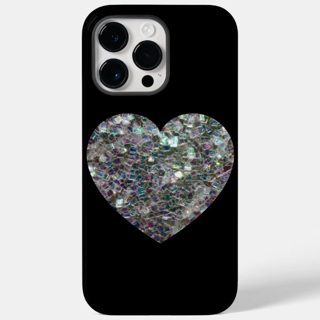 Sparkly silver mosaic glitter Heart Case-Mate iPhone Case (Back)