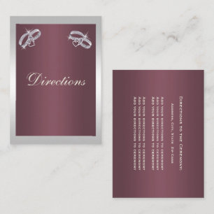 Sparkly Silver Rings & Burgandy Wedding Enclosure Card