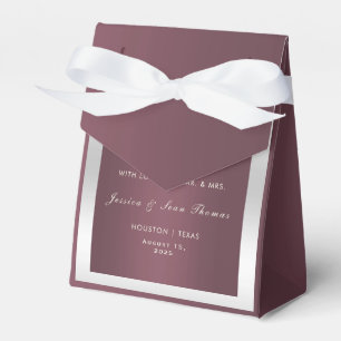 Sparkly Silver Rings & Burgandy Wedding Favour Box