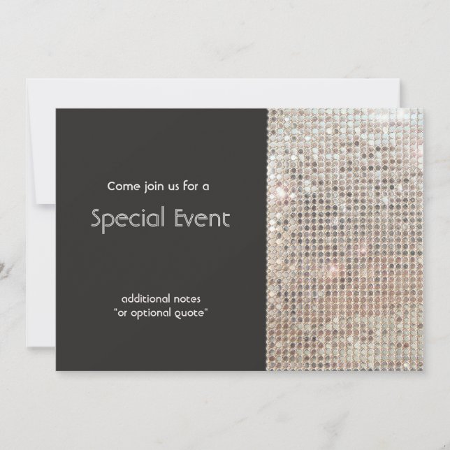 Sparkly Silver Sequins Festive Fun Party Invitation (Front)