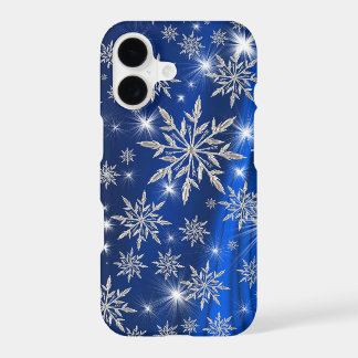 Sparkly Silver Snowflakes on Blue