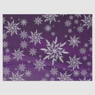 Sparkly Silver Snowflakes on Purple Tissue Paper