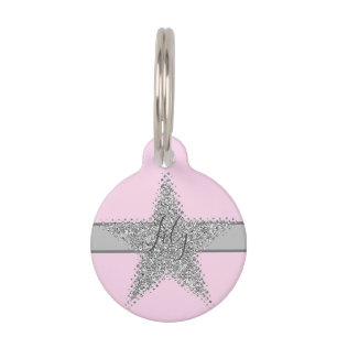 Sparkly Silver Star Pet Tag