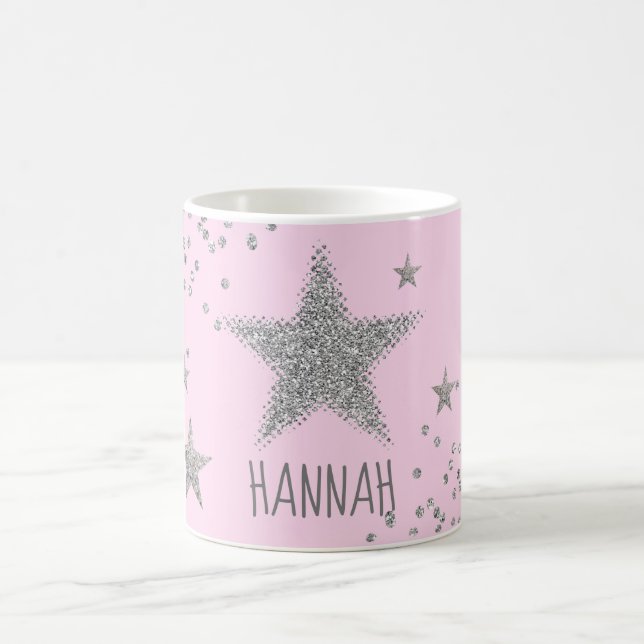 Sparkly Silver Stars Personnalised Coffee Mug (Center)