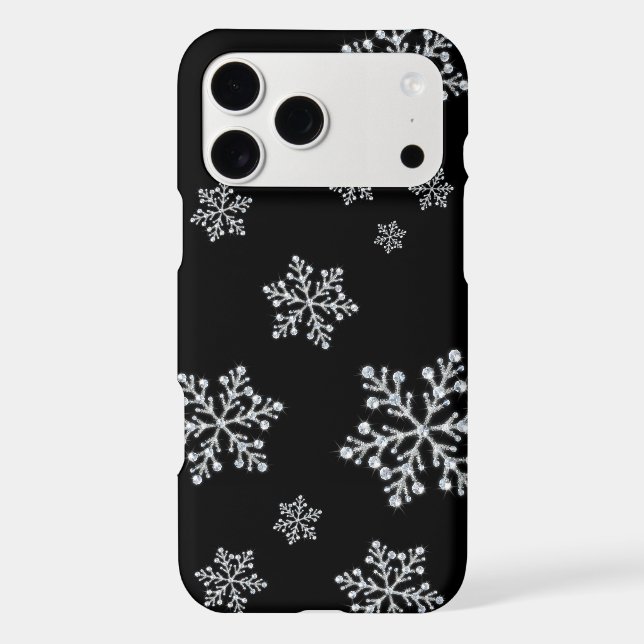 Sparkly Snowflakes black iPhone Case (Back)