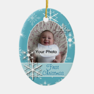 Sparkly Snowflakes Photo Christmas Ornament