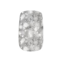 Sparkly Snowflakes, Silver: Christmas Nail Wraps