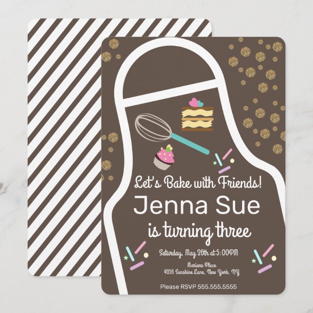 Sparkly Sprinkle Cupcake Decorating Birthday Invitation (Front/Back)