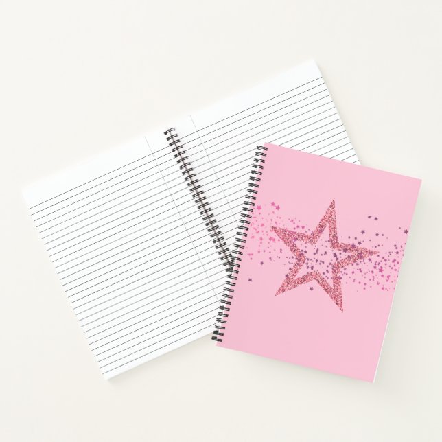 Sparkly Star Baby Pink pretty Notebook (Inside)