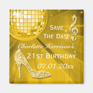Sparkly Stiletto Heel 21st Birthday Save The Date Magnet