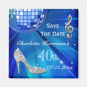 Sparkly Stiletto Heel 40th Birthday Save The Date Magnet