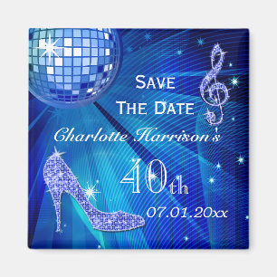 Sparkly Stiletto Heel 40th Birthday Save The Date Magnet