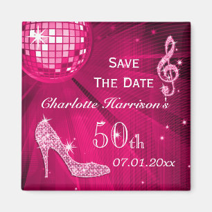 Sparkly Stiletto Heel 50th Birthday Save The Date Magnet