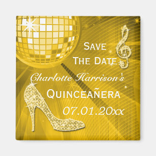 Sparkly Stiletto Heel Quinceañera Save The Date Magnet