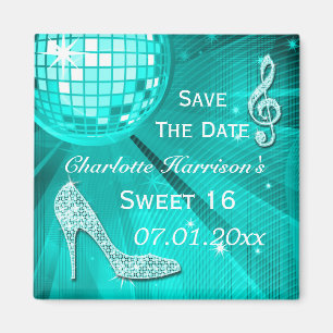 Sparkly Stiletto Heel Sweet 16 Save The Date Magnet