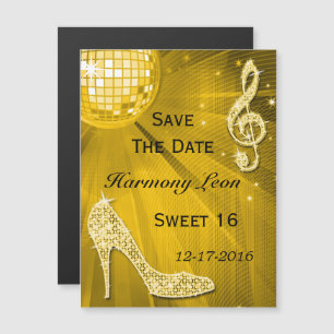 Sparkly Stiletto Heel Sweet 16 Save The Date Magnetic Invitation