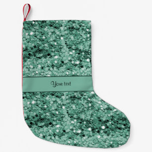 Sparkly Teal Glitter Small Christmas Stocking