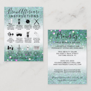 Sparkly Teal Green Glitter Brows Aftercare Icon Business Card