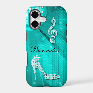 Sparkly Teal Music Note & Stiletto Heel