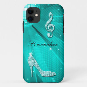 Sparkly Teal Music Note & Stiletto Heel Case-Mate iPhone Case