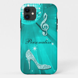 Sparkly Teal Music Note & Stiletto Heel Case-Mate iPhone Case