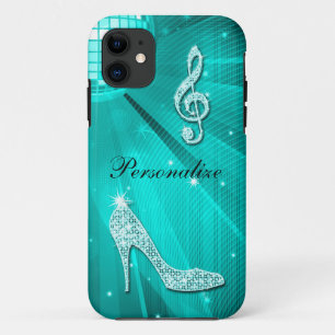 Sparkly Teal Music Note & Stiletto Heel Case-Mate iPhone Case
