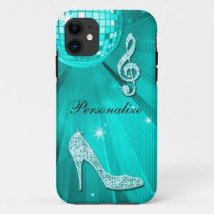 Sparkly Teal Music Note & Stiletto Heel Case-Mate iPhone Case