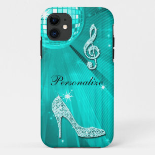Sparkly Teal Music Note & Stiletto Heel Case-Mate iPhone Case