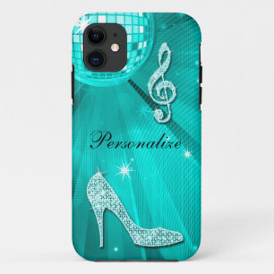Sparkly Teal Music Note & Stiletto Heel Case-Mate iPhone Case