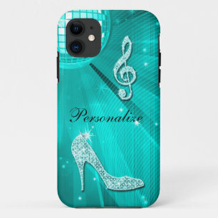 Sparkly Teal Music Note & Stiletto Heel Case-Mate iPhone Case