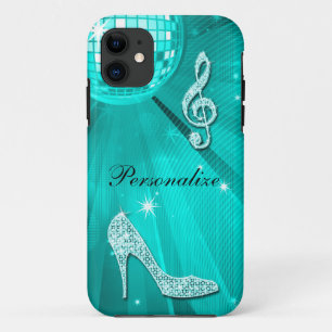 Sparkly Teal Music Note & Stiletto Heel Case-Mate iPhone Case