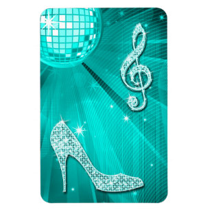 Sparkly Teal Music Note & Stiletto Heel Magnet