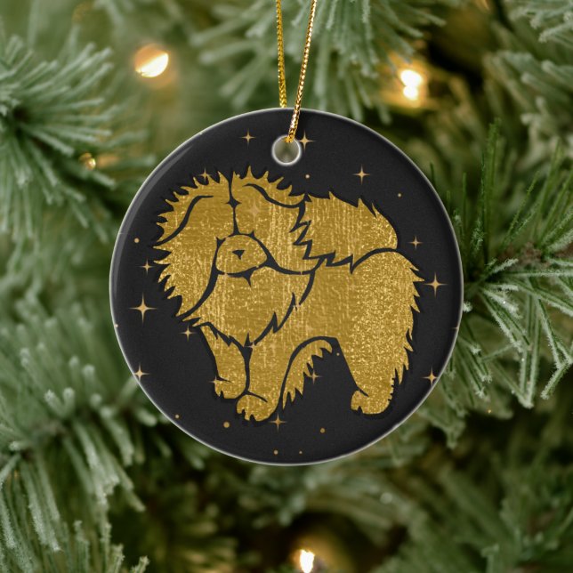 SPARKLY THANG - ROUGH Chow faux metallic  ornament (Tree)