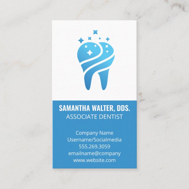 Sparkly Tooth Icon | Associate Dentist Business Card (Front)