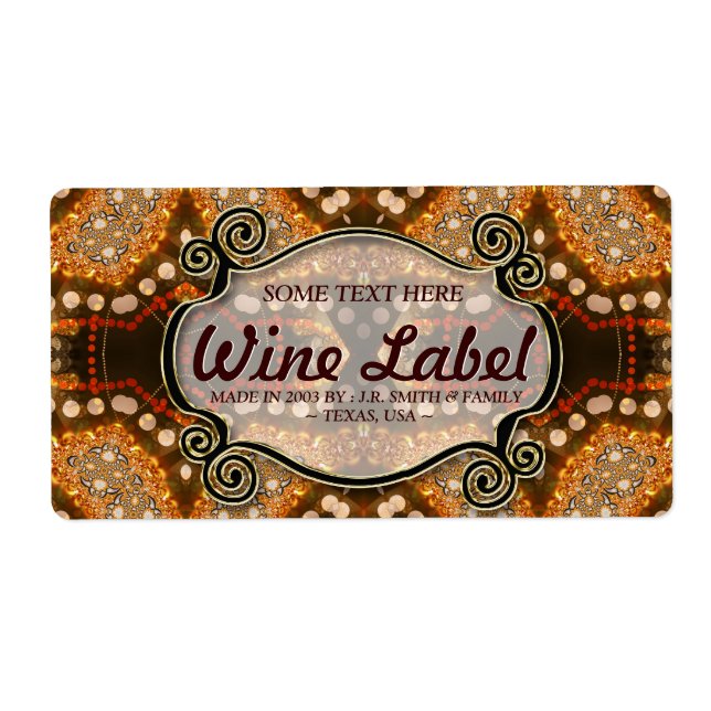 Sparkly Tribal Earth Wedding Wine/Drink Labels (Front)