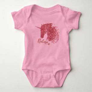 Sparkly Unicorn-Believe (Rose Gold) Baby Bodysuit