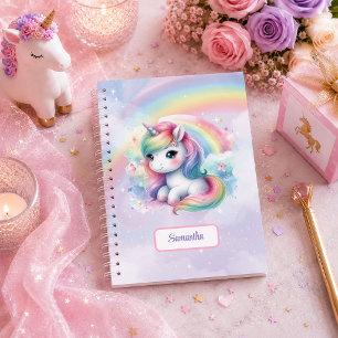 Sparkly Unicorn Pastel Magical Girl Birthday Gift Notebook