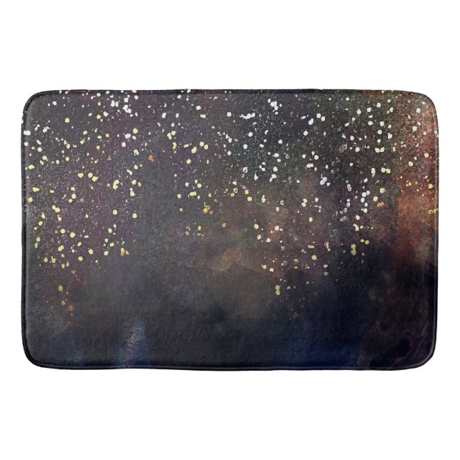 Sparkly Watercolor Earthy Rustic Modern Glam Bath Mat (Front)