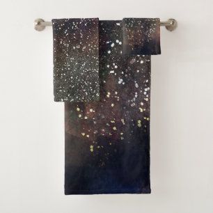 Sparkly Watercolor Earthy Rustic Modern Glam Bath Towel Set