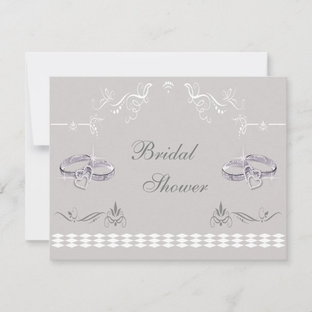 Sparkly Wedding Bands & Hearts Bridal Shower Invitation (Front)