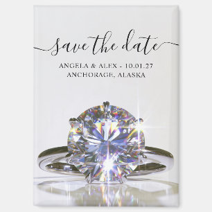 Sparkly Wedding Ring Save the Date Magnet